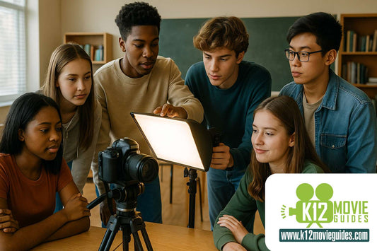 students practicing cinematography lighting and framing