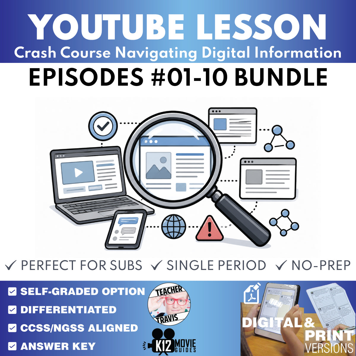 Crash Course Navigating Digital Information #1-#10 Video Lesson Set | Fact Checking & Media Literacy