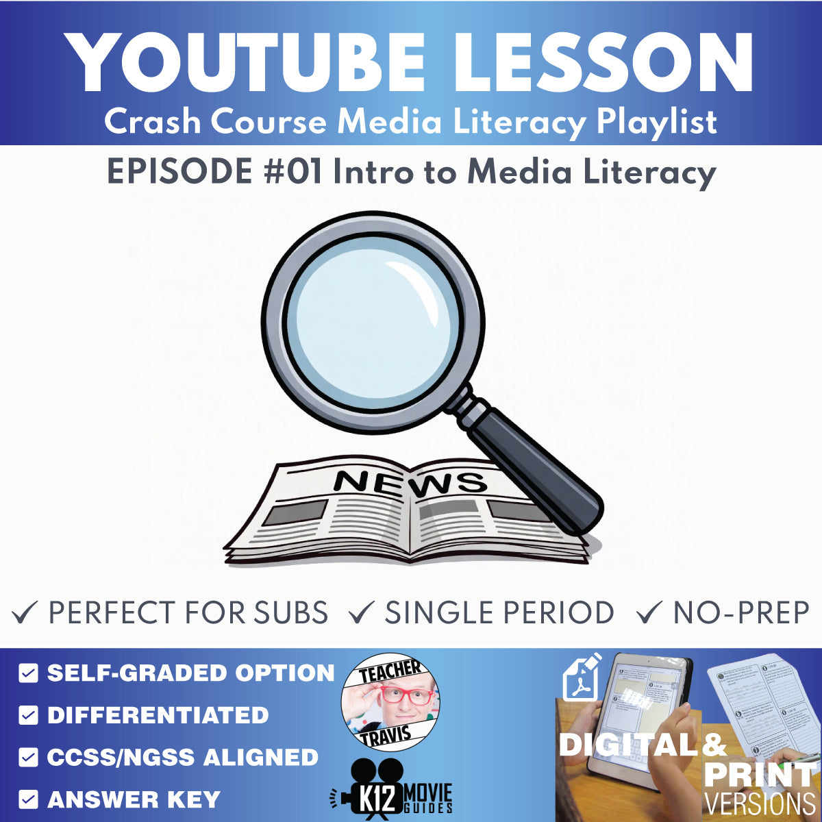 FREE Crash Course Media Literacy #1 Introduction to Media Literacy | YouTube Video Lesson
