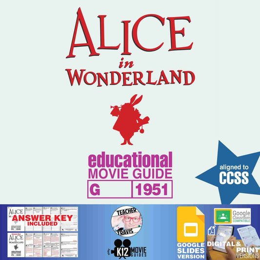 Alice in Wonderland Movie Guide | Worksheet | Questions | Google Slides (G - 1951) Cover