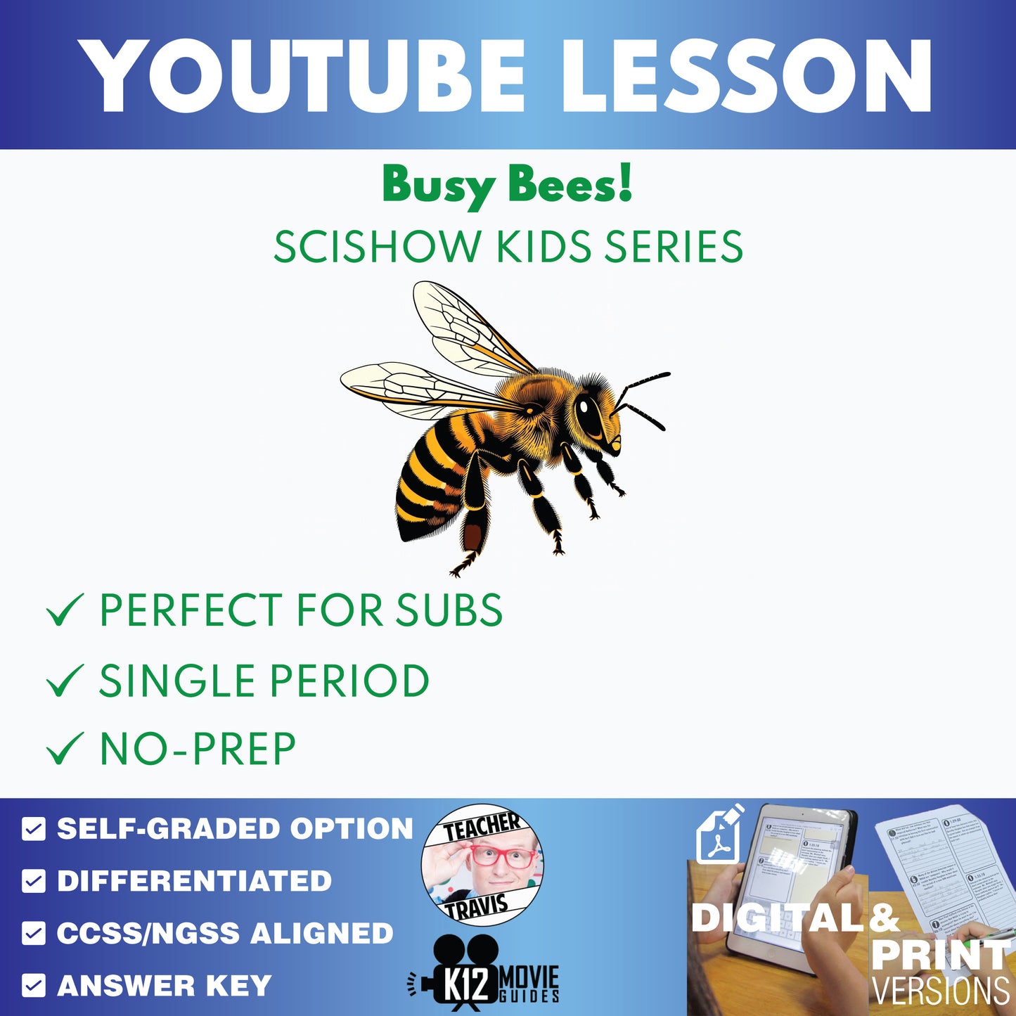 SciShow Kids - Busy Bees! Bumblebees and Honeybees - YouTube Video Lesson