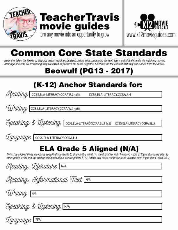 Beowulf Movie Guide | Questions | Worksheet | Google Form (PG13 - 2007) CCSS Alignment