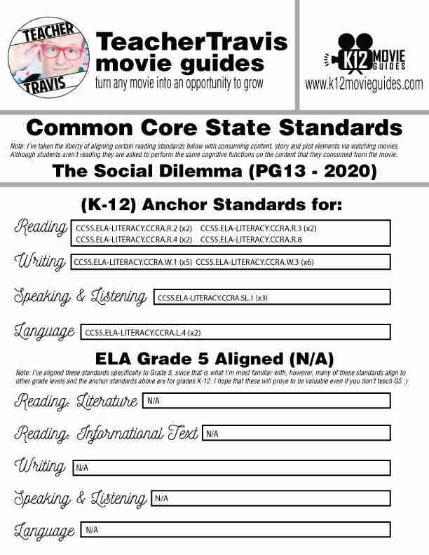 The Social Dilemma Documentary Movie Guide | Questions | Worksheet (PG13 - 2020) CCSS