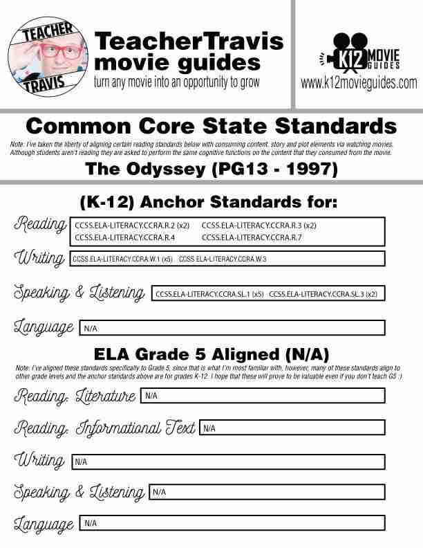 The Odyssey Movie Guide | Questions | Worksheet (PG13 - 1997) CCSS Alignment