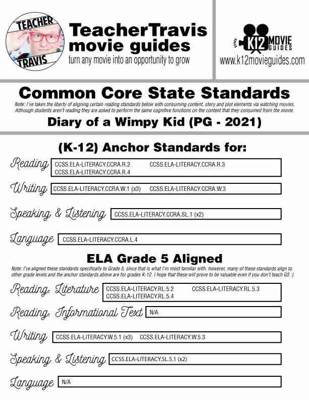 Diary of a Wimpy Kid Movie Guide | Worksheet | Questions (PG - 2021) CCSS