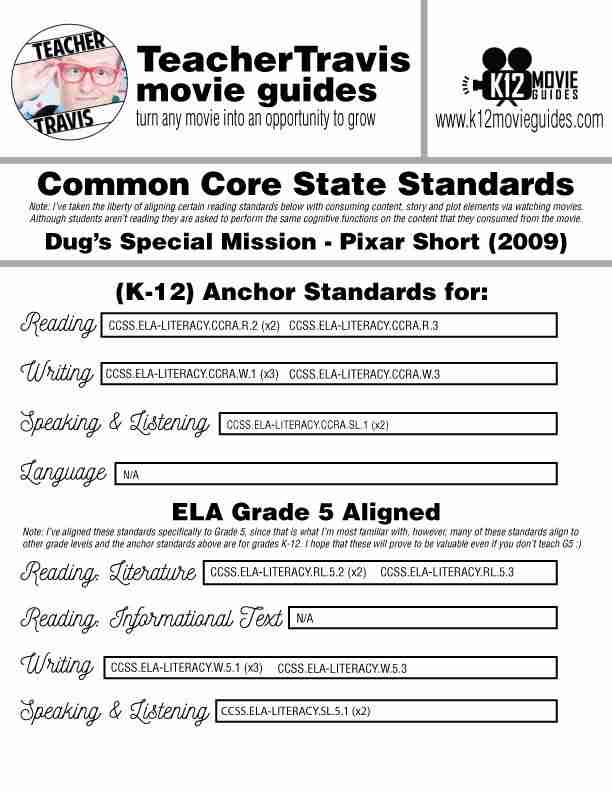 Dug's Special Mission (2009) - Pixar Short Video Guide | Questions | Worksheet | Google Form | CCSS