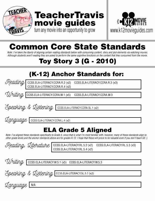 Toy Story 3 Movie Guide | Worksheet | Questions | Google Classroom (G - 2010) CCSS