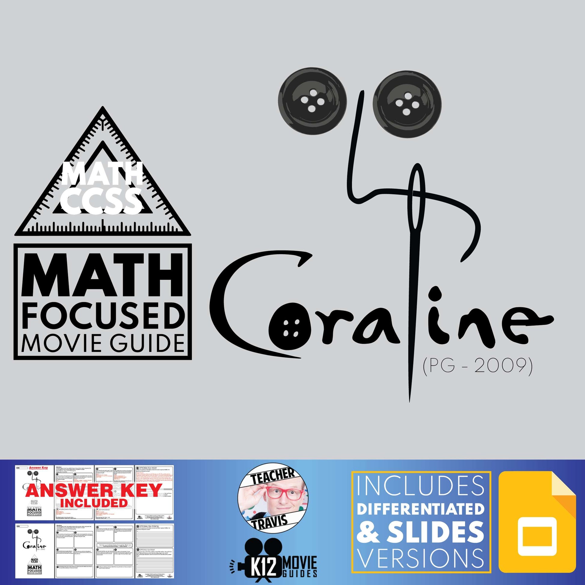 Coraline Math Movie Guide Questions (PG - 2009) Cover