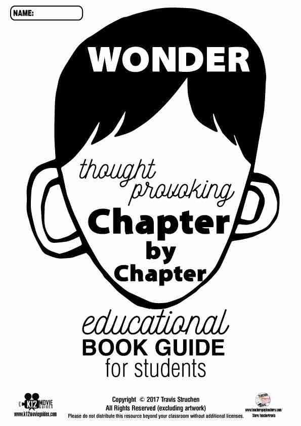 Wonder Movie and Book Study Guide Bundled Resource Questions Sample