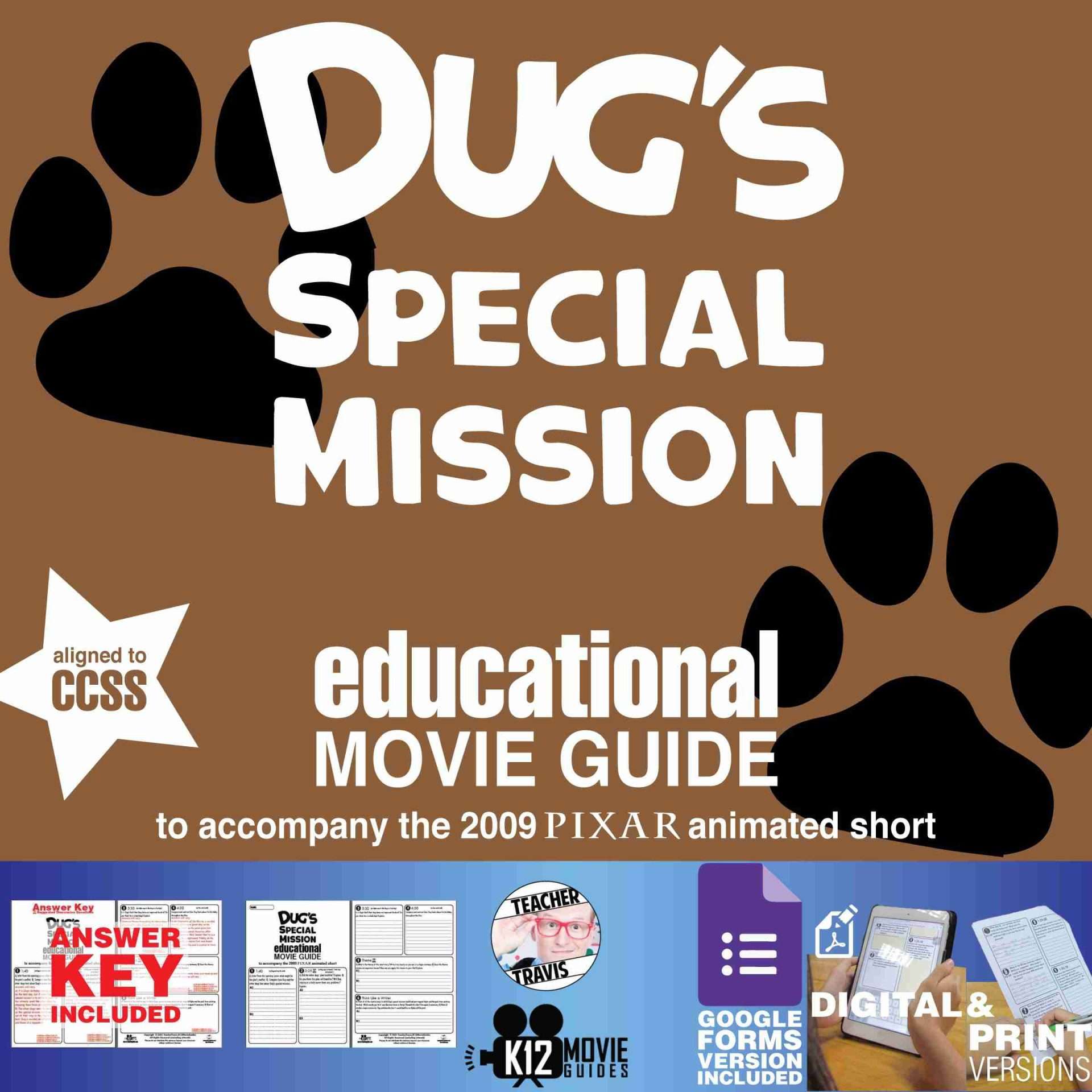 Dug's Special Mission (2009) - Pixar Short Video Guide | Questions | Worksheet | Google Form | Cover