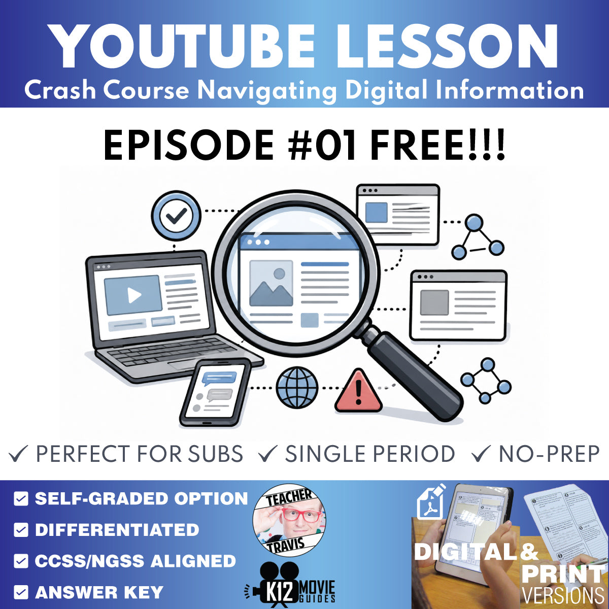 FREE Crash Course #01 Intro to Navigating Digital Information | YouTube Video Lesson