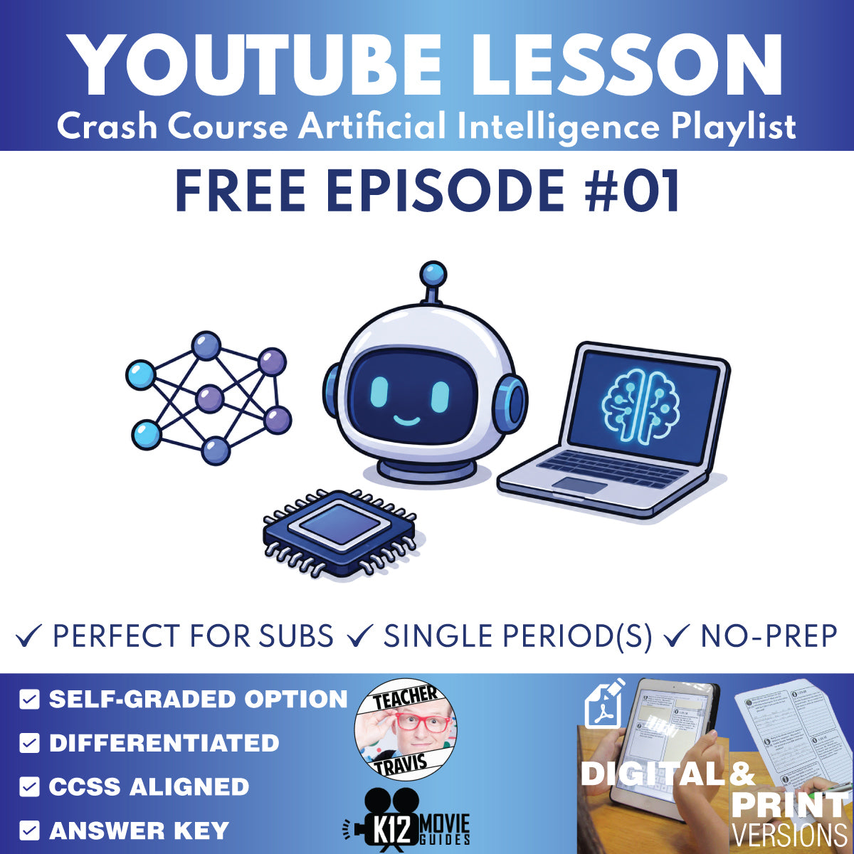 FREE Crash Course Artificial Intelligence #1 What Is Artificial Intelligence video lesson cover for grades 9–12