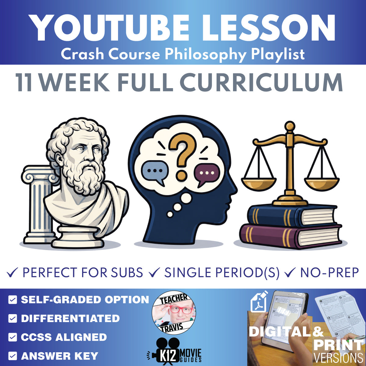 Crash Course Philosophy complete 46-episode 11-week curriculum cover for grades 9–12