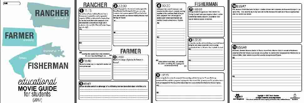 Rancher, Farmer, Fisherman Movie Guide Questions Sample