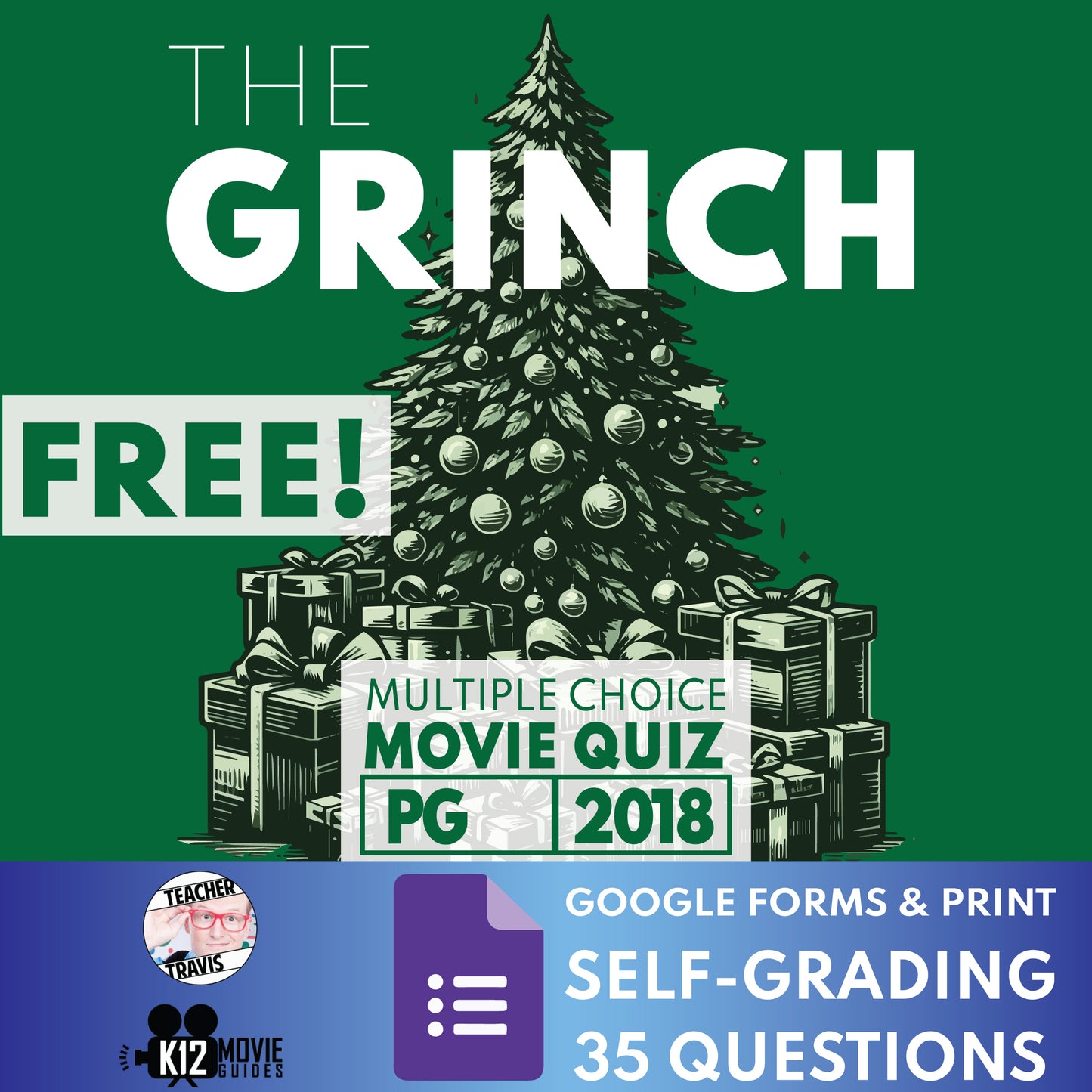 Free Christmas Movie Quiz for The Grinch (PG - 2018) 35 Self-Grading Multiple Choice Questions