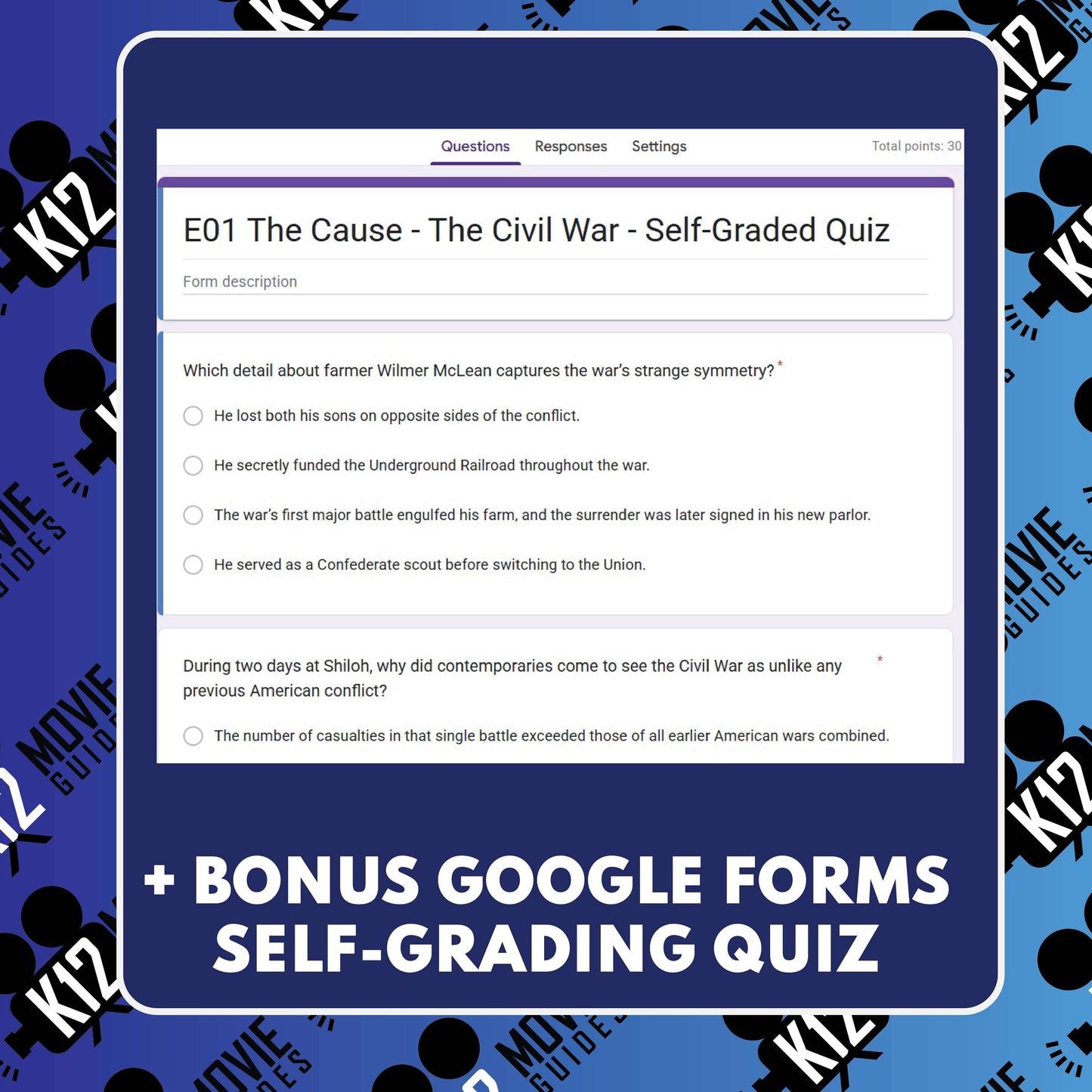 Ken Burns Civil War E01 The Cause Film Quiz
