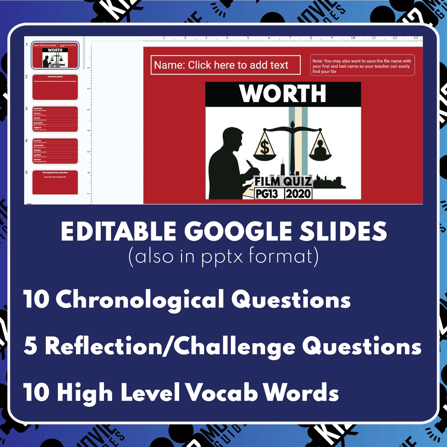 Worth Film Quiz | Questions | Grades 9–12 (PG-13 – 2020)