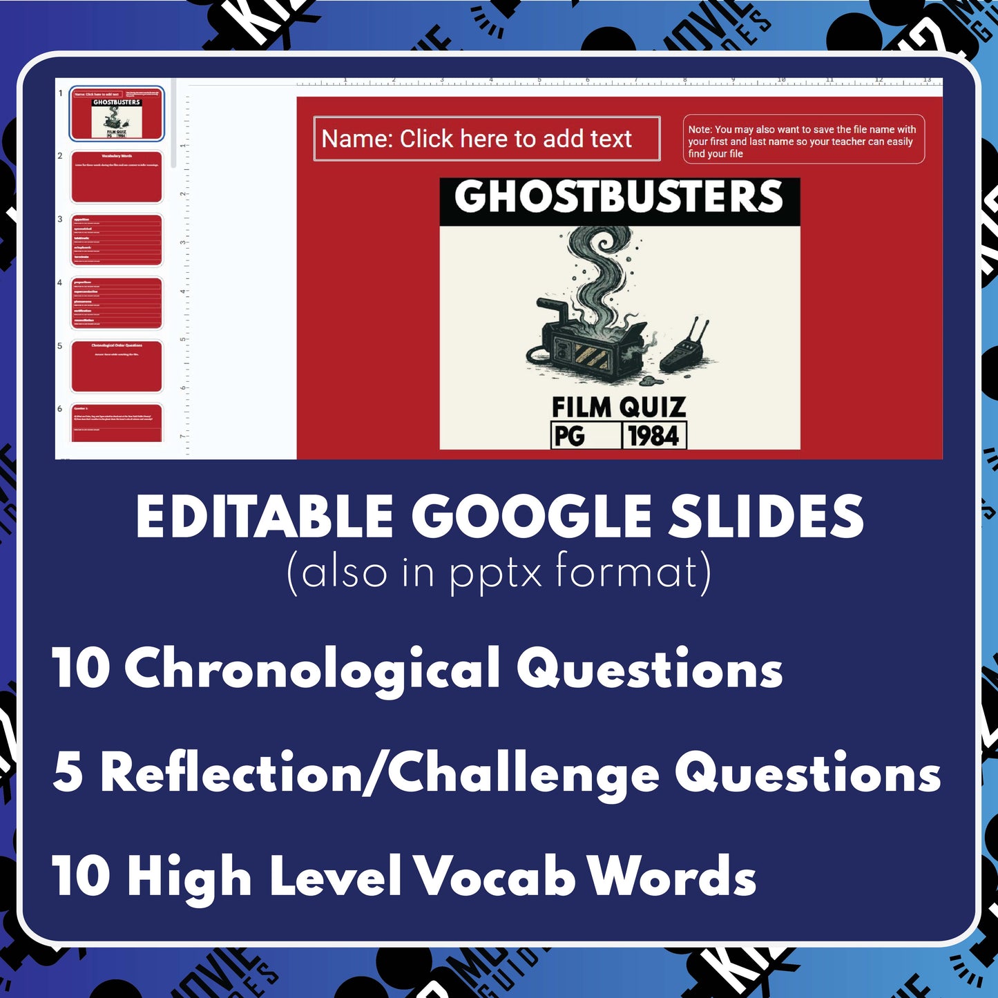 Ghostbusters (PG - 1984) Film Quiz for Grades 7 - 12 Worksheet | Movie Guide | PDF