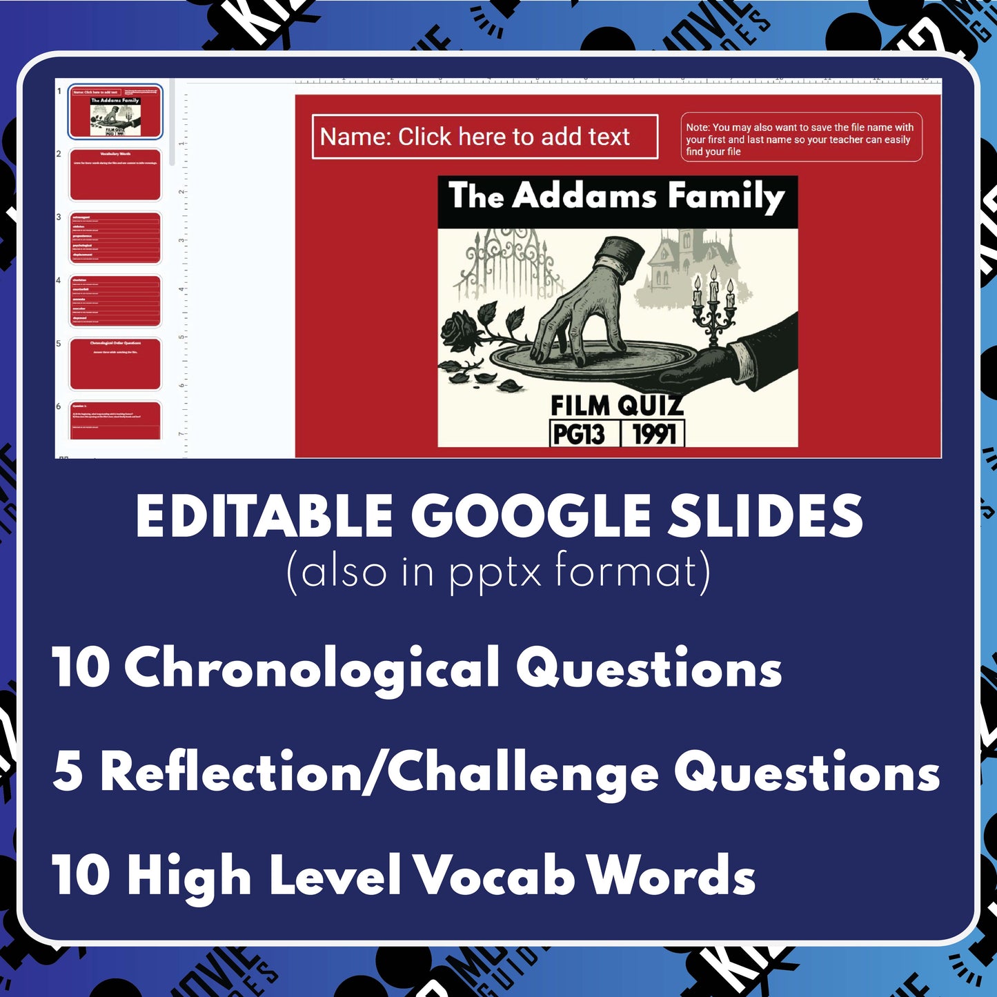 The Addams Family (PG-13 - 1991) Film Quiz for Grades 6 - 9 Worksheet | PDF | Worksheet