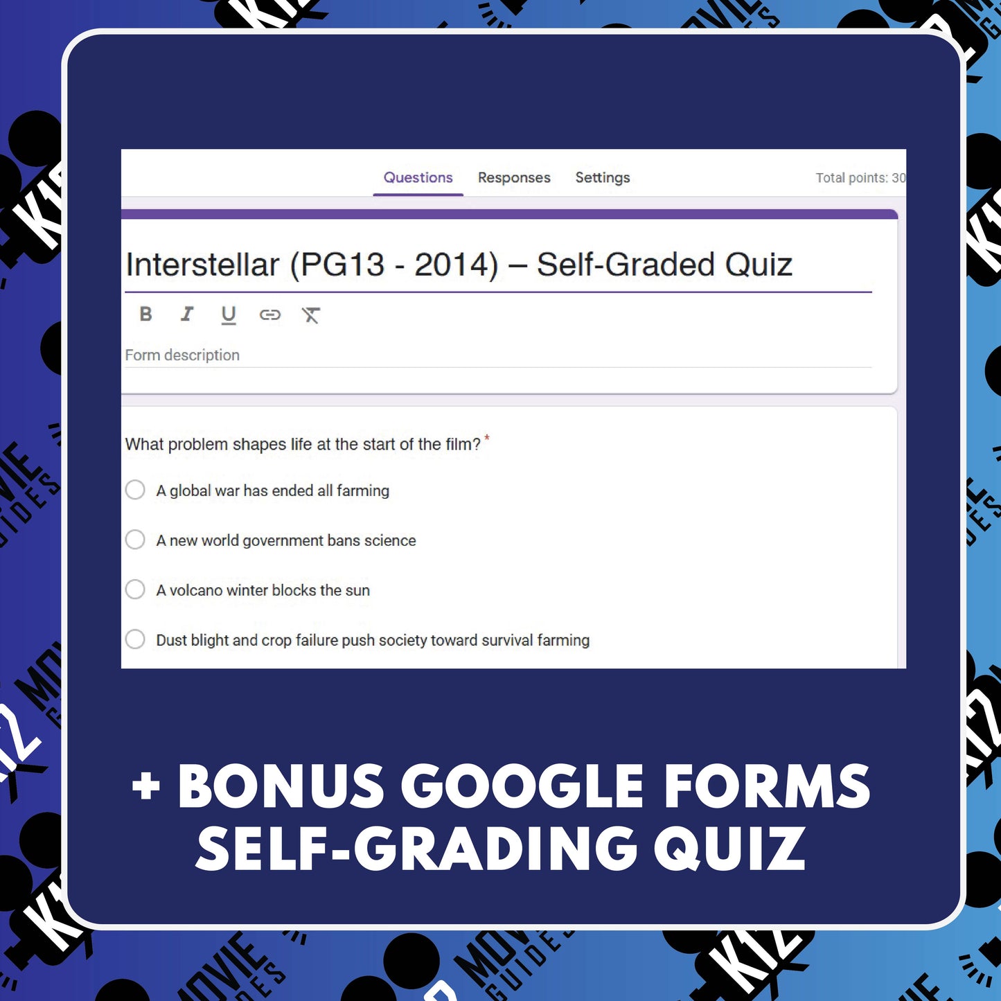 Interstellar Film Quiz (PG-13 - 2014) Movie Guide & Worksheet for Grades 7 to 10