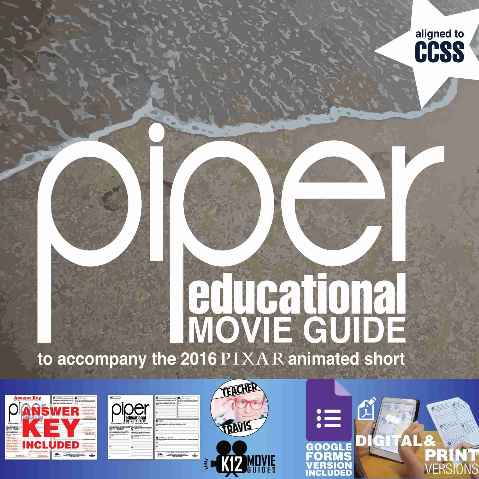 Piper (2016) - Pixar Short Video Guide | Questions | Worksheet | Google Form Cover