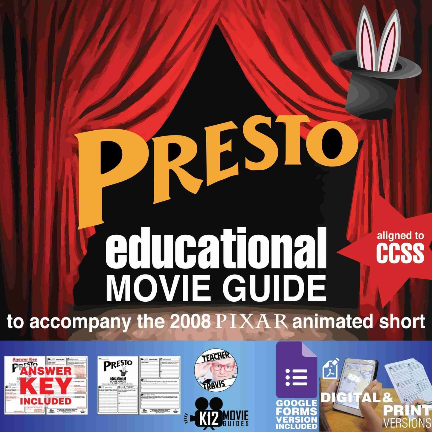 Presto (2008) - Pixar Short Video Guide | Questions | Worksheet | Google Form | Cover