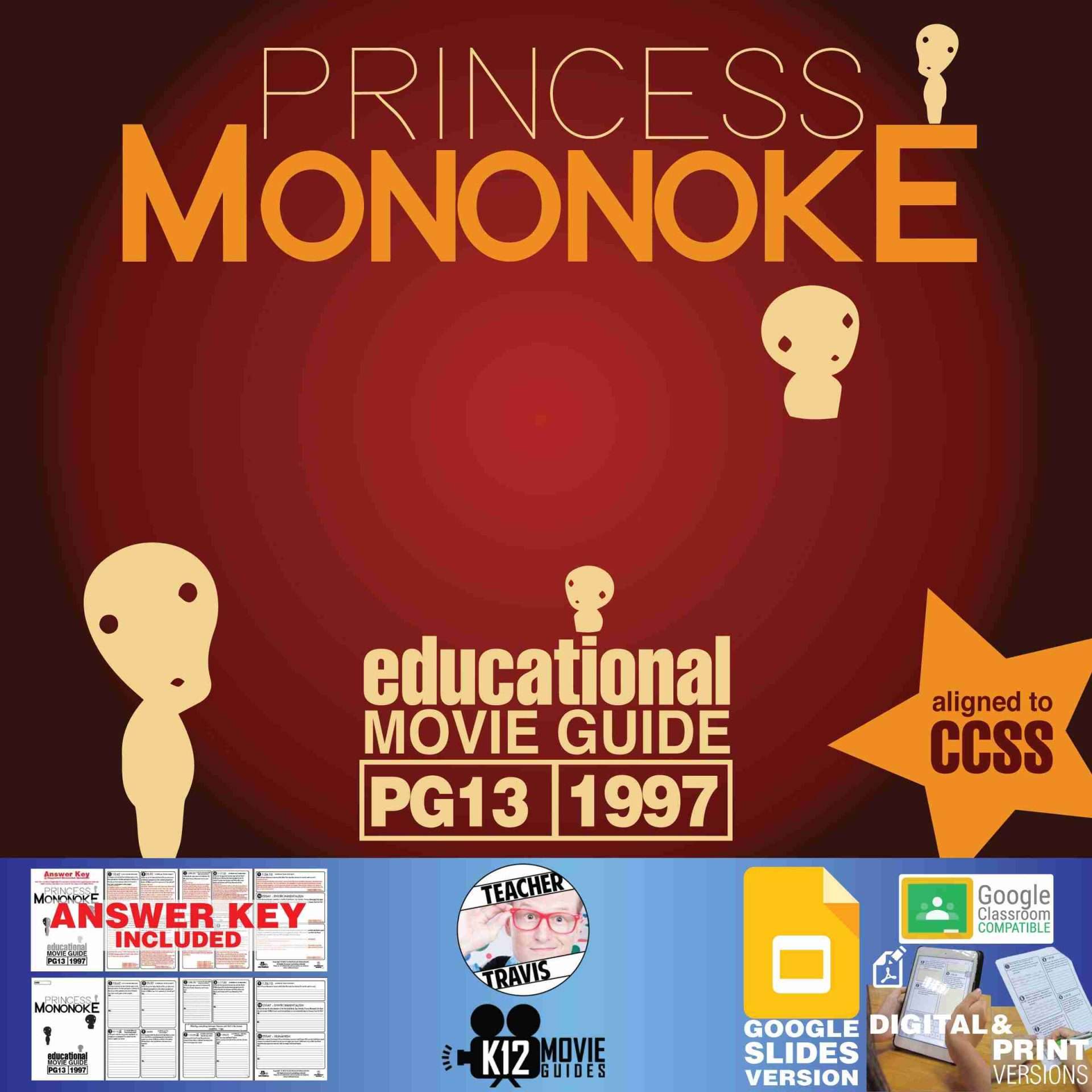 Princess Mononoke Movie Guide | Worksheet | Google Slides (PG13 - 1997) Cover