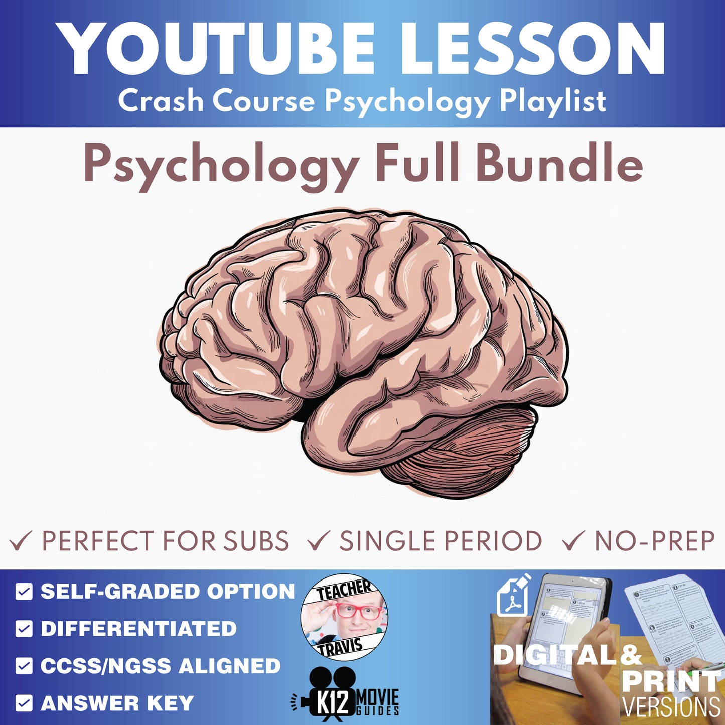 Crash Course Psychology YouTube Video Lesson Bundle