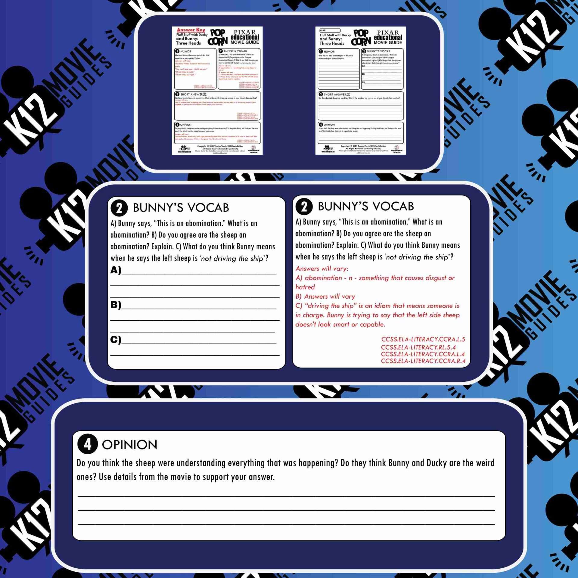 Fluffy Stuff with Ducky and Bunny: Three Heads Pixar Popcorn Short Video Guide (2021) Sample