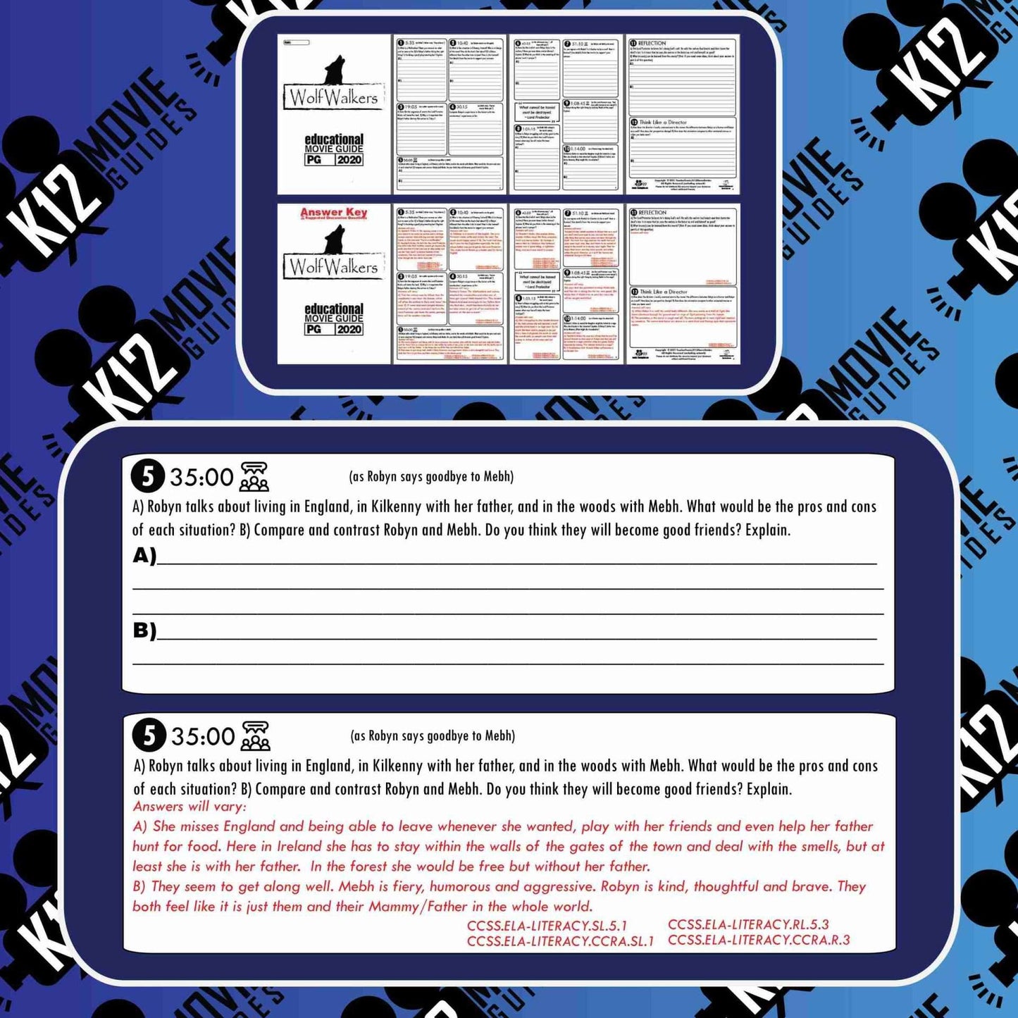 Wolfwalkers Movie Guide | Worksheet | Questions | Google Form (PG - 2020) | Free Sample