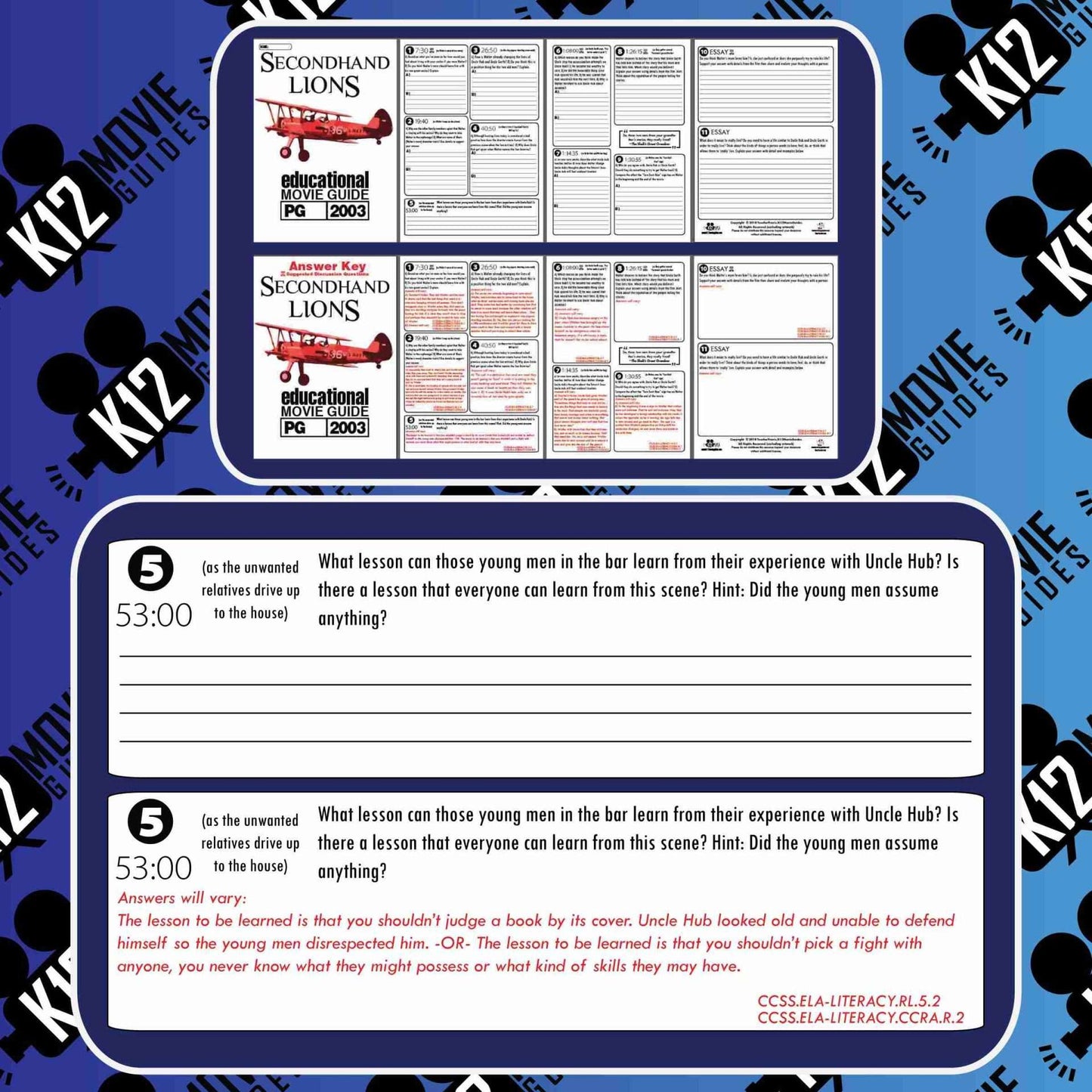 Secondhand Lions Movie Guide | Worksheet | Questions | Google Forms (PG - 2003) Sample