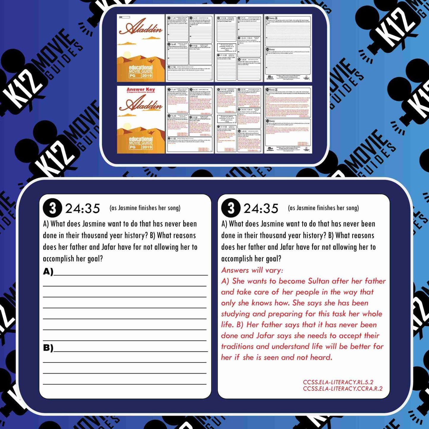 Aladdin Movie Guide | Questions | Worksheet | Google Formats (PG - 2019) Sample