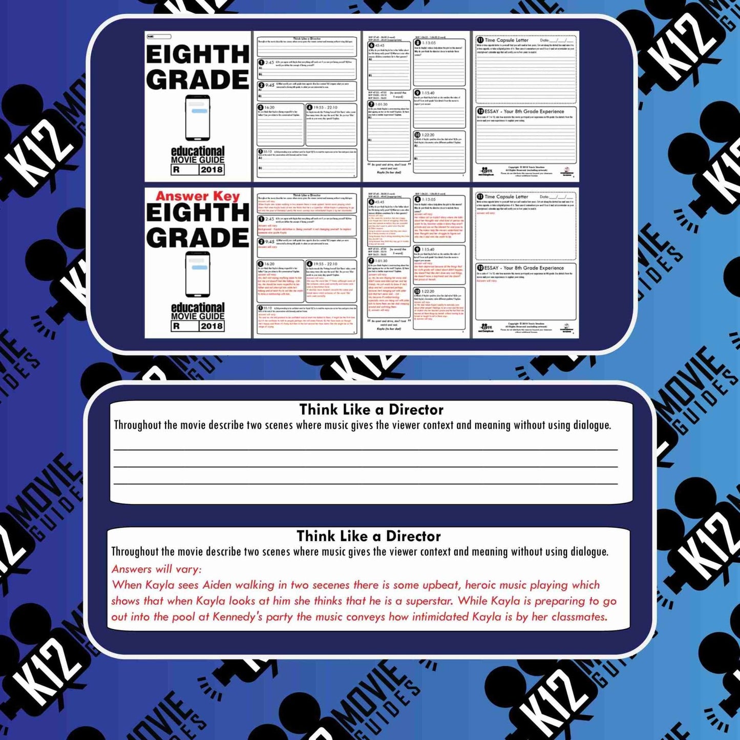 Eighth Grade Movie Guide | Questions | Worksheet (R - 2018) Sample