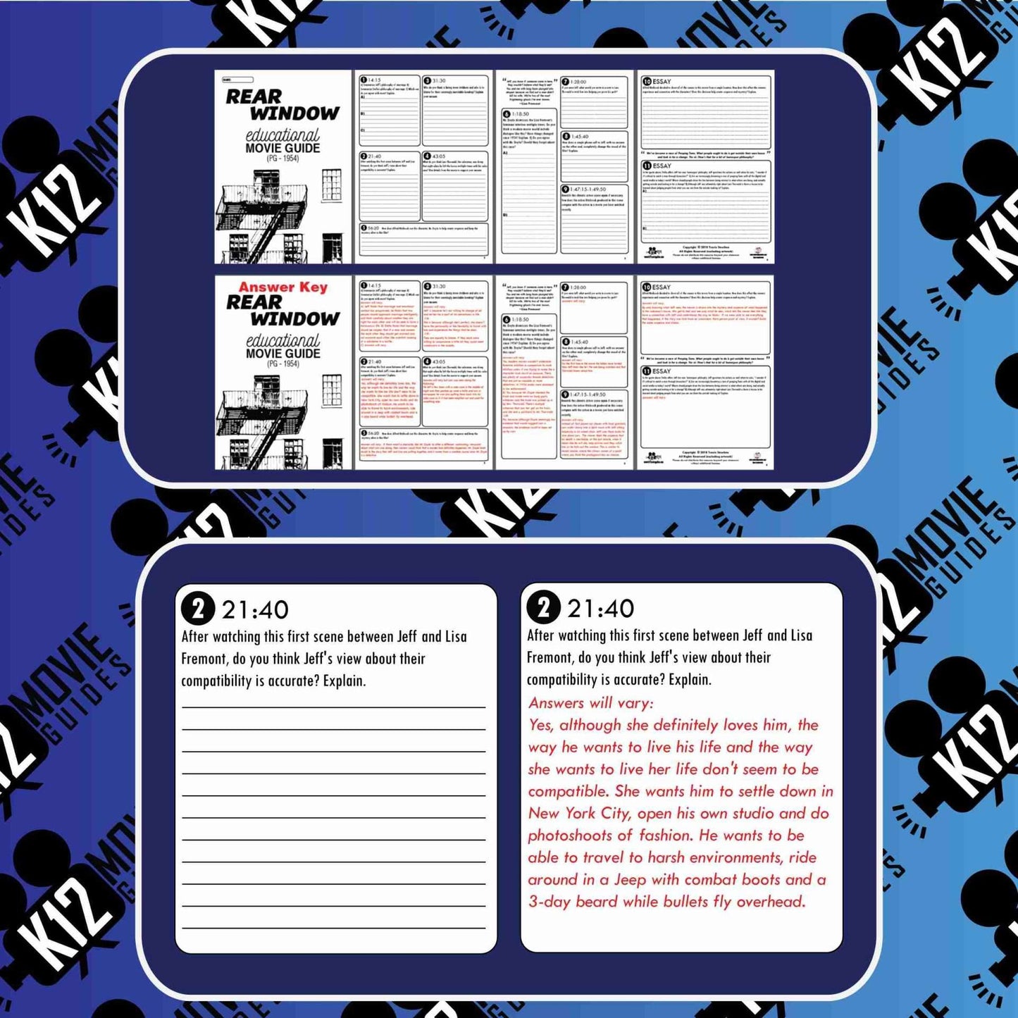 Rear Window Movie Guide | Questions | Worksheet (PG - 1954) Sample