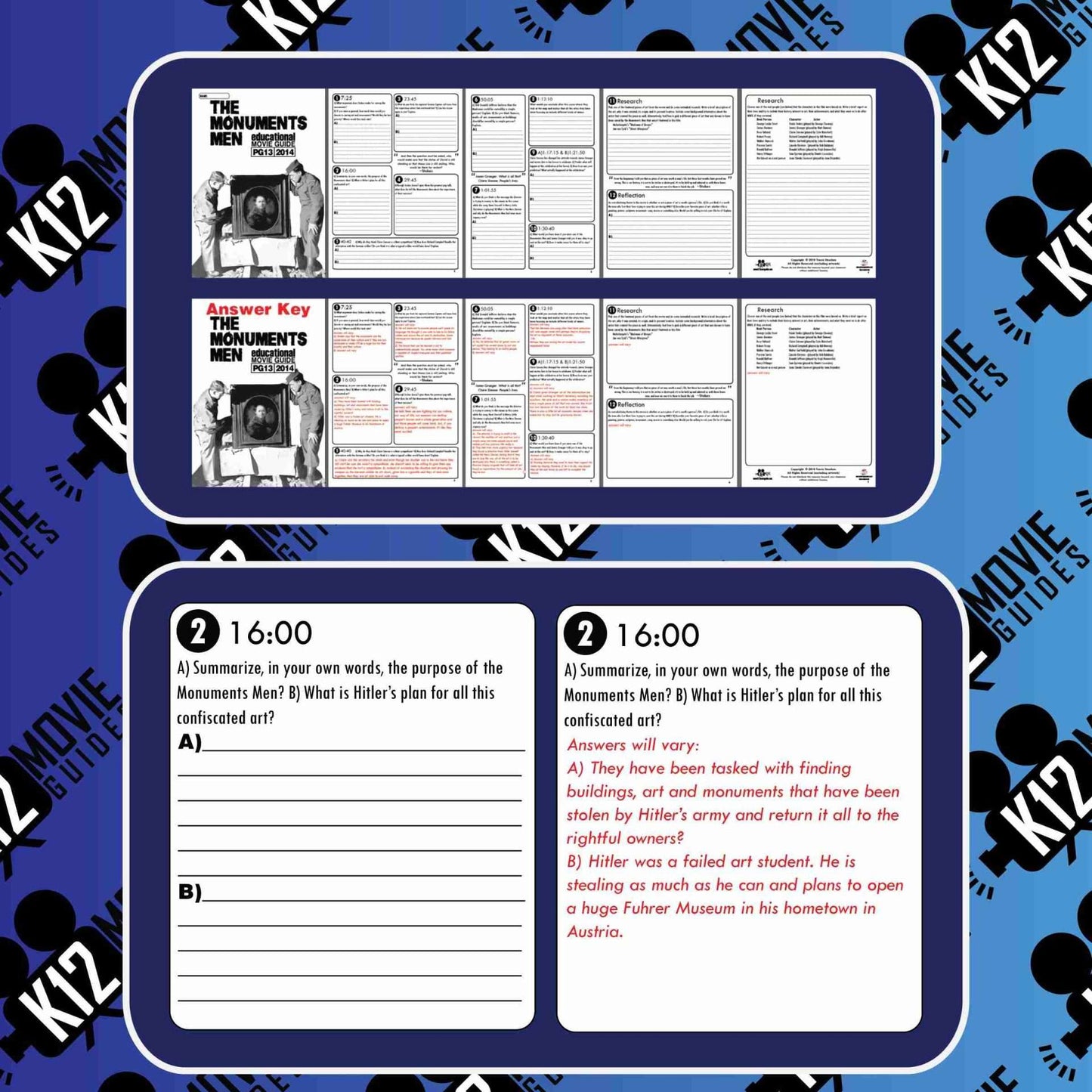 The Monuments Men Movie Guide | Questions | Worksheet (PG13 - 2014) Sample
