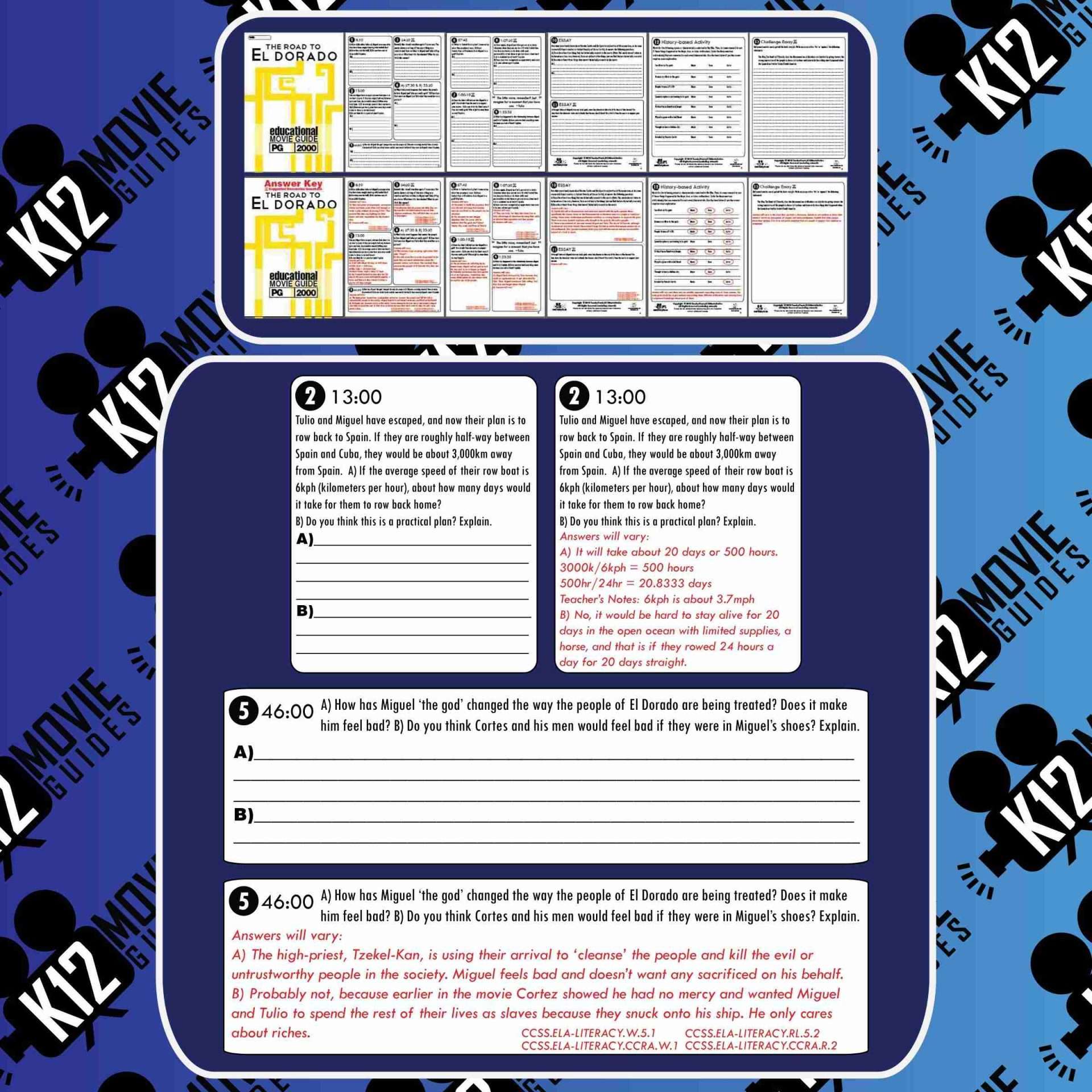 The Road to El Dorado Movie Guide | Questions | Worksheet (PG - 2000) Free Sample