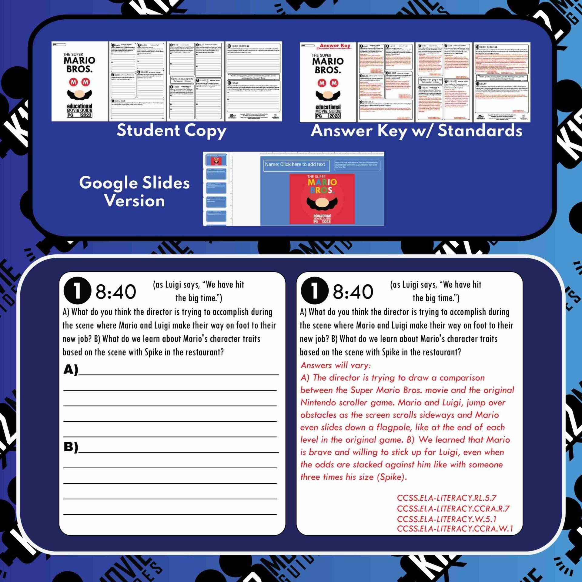 The Super Mario Bros. Movie Guide | Worksheet | Questions (PG - 2023) Sample