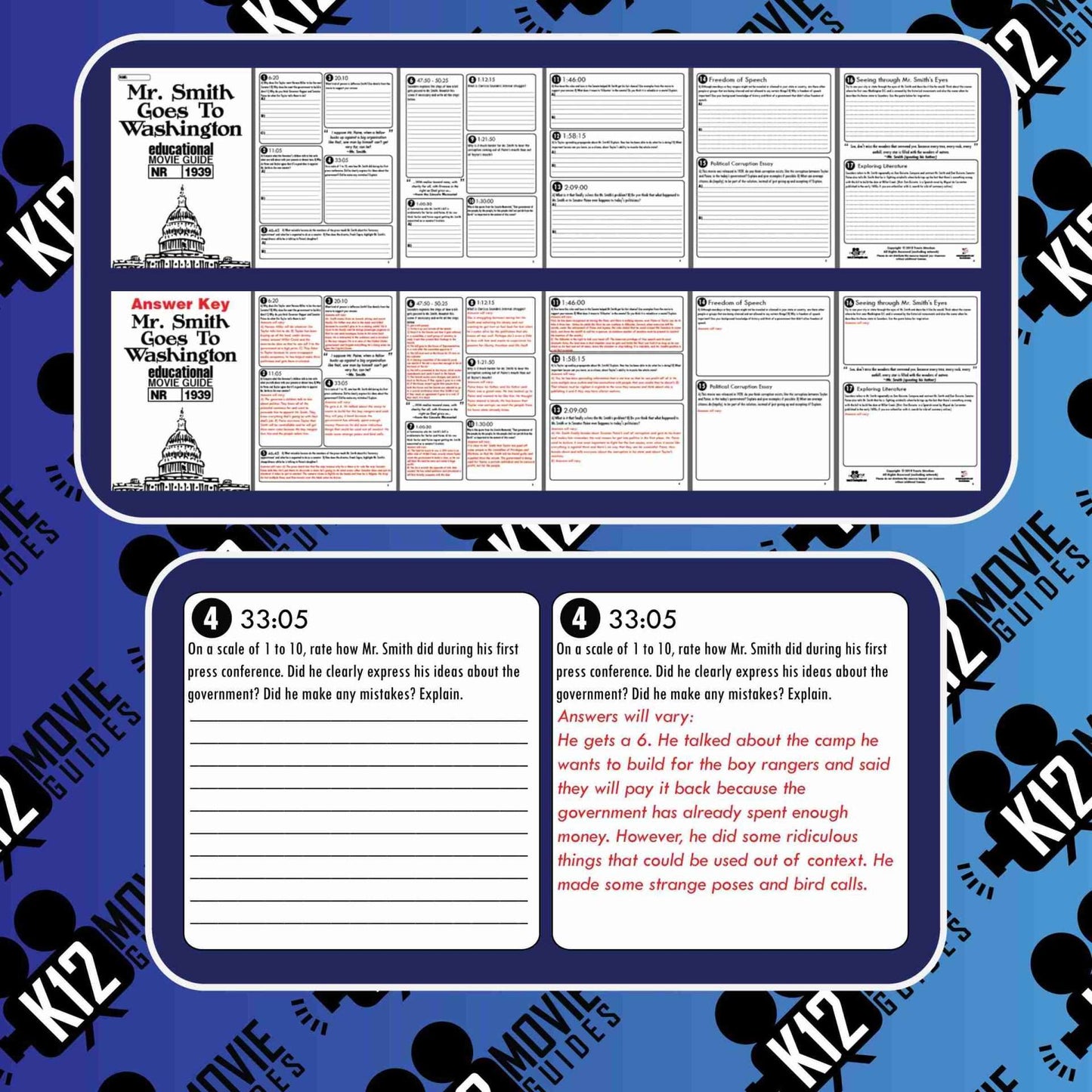 Mr. Smith Goes to Washington Movie Guide | Questions | Worksheet (1939) Sample