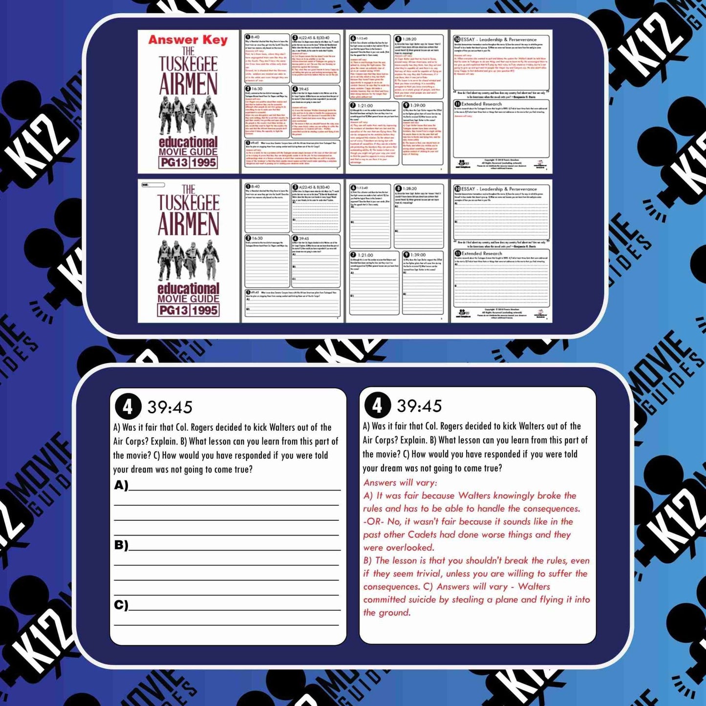 The Tuskegee Airmen Movie Guide | Questions | Worksheet (PG13 - 1995) Sample