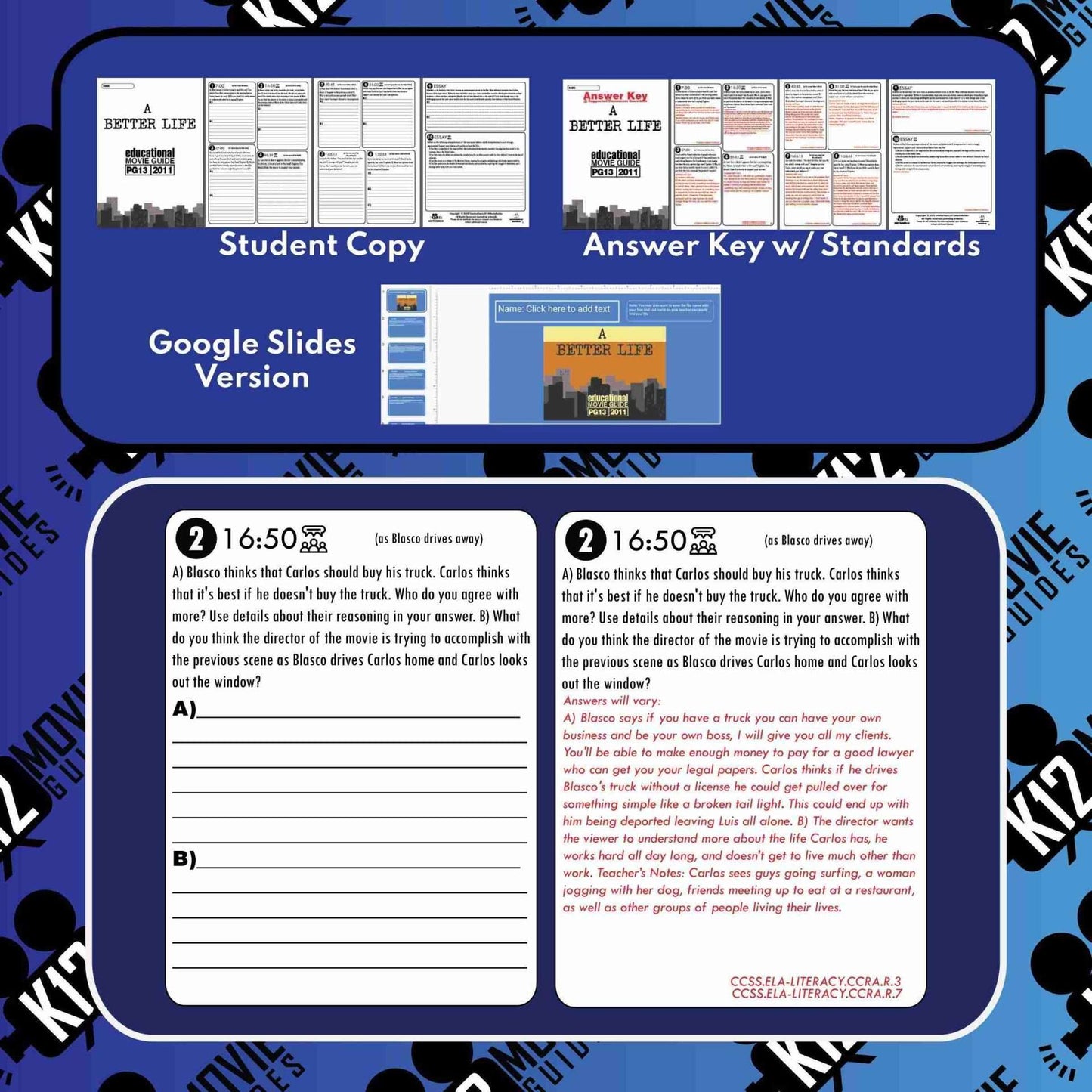 A Better Life Movie Guide | Worksheet | Questions | Immigration (PG13 - 2011) Sample