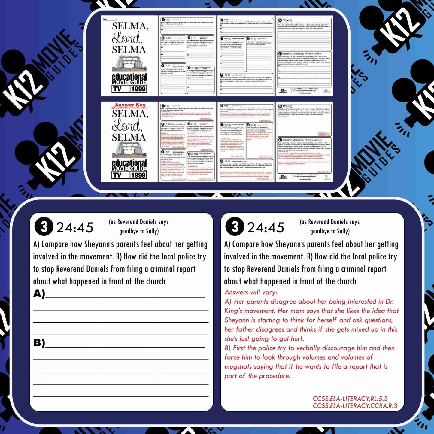 Selma, Lord, Selma Movie Guide | Worksheet | Questions | Google Classroom (TV - 1999) Sample