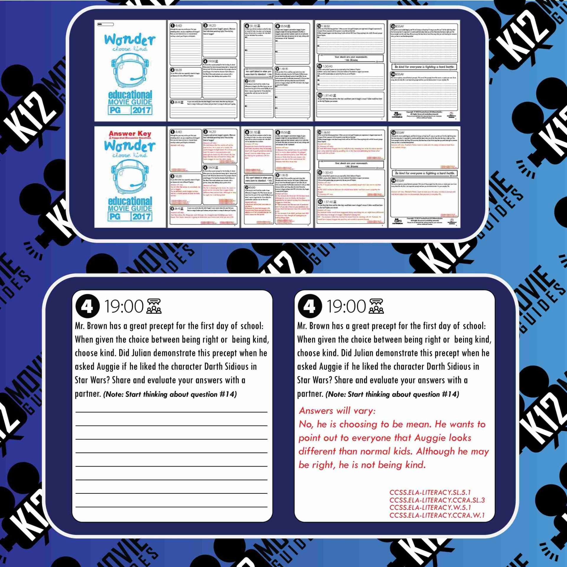 Wonder Movie Guide | Film Questions | Worksheet | (PG - 2017) Free Sample