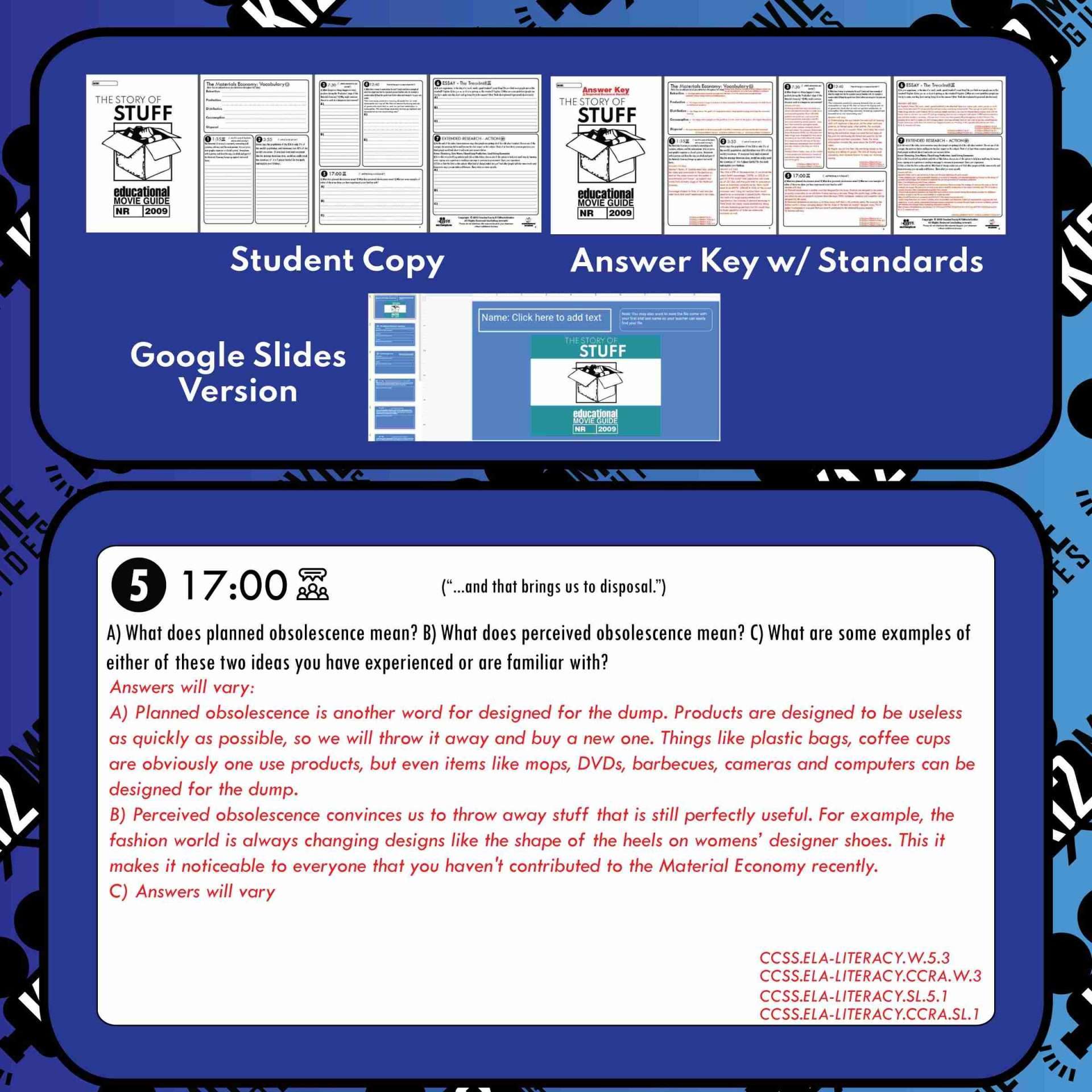The Story of Stuff Video Guide | Worksheet | Questions (NR - 2009) Sample