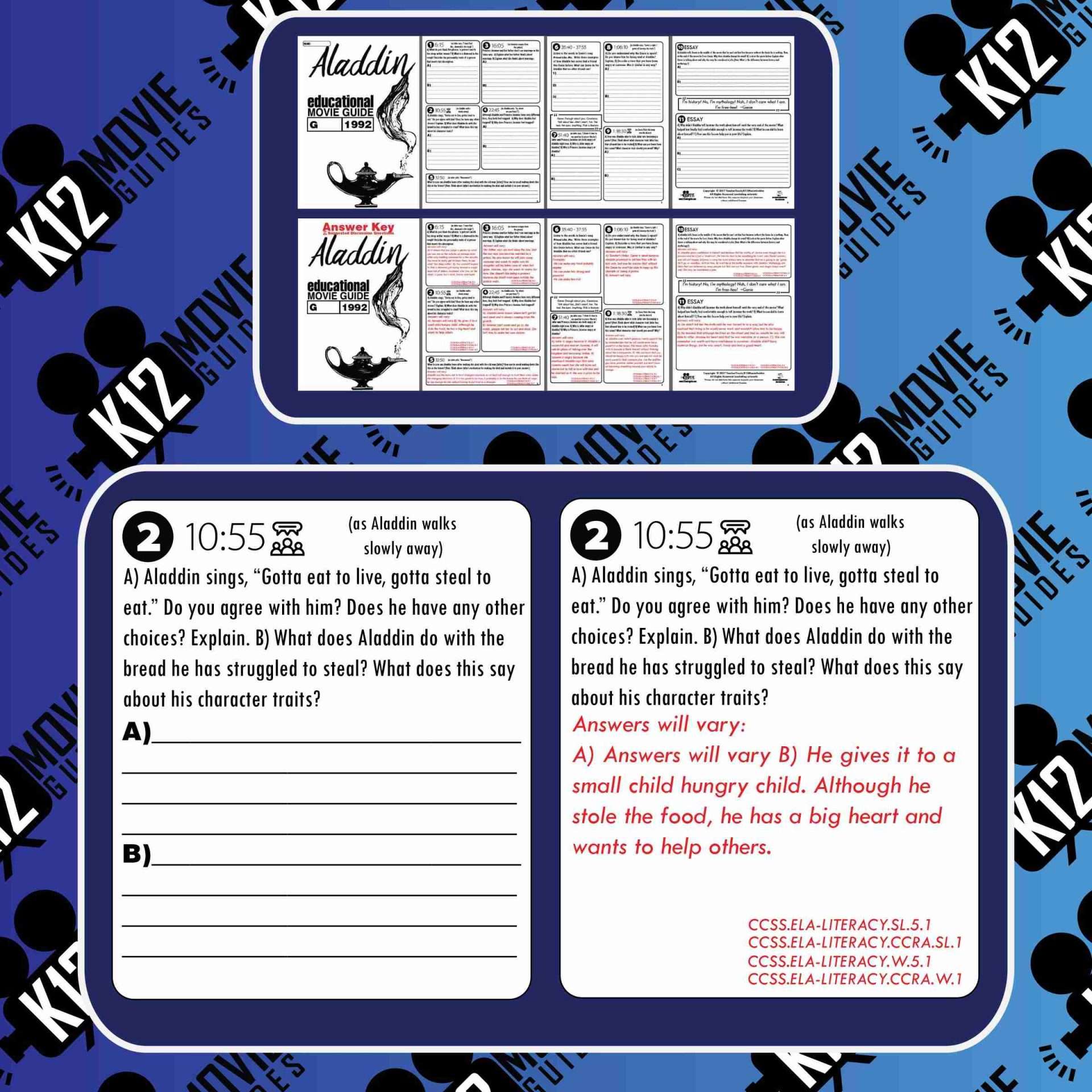 Aladdin Movie Guide | Questions | Worksheet (G - 1992) Free Question