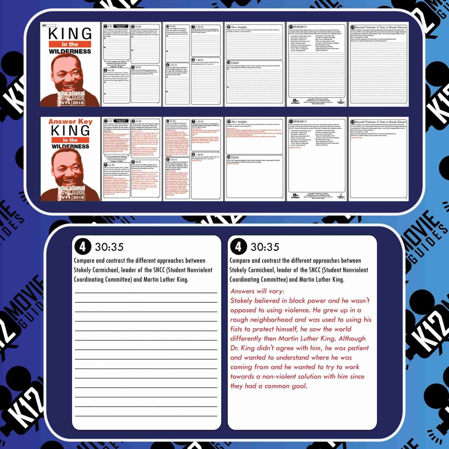 King in the Wilderness Movie Guide | Questions | Worksheet (TV14 - 2018) Sample