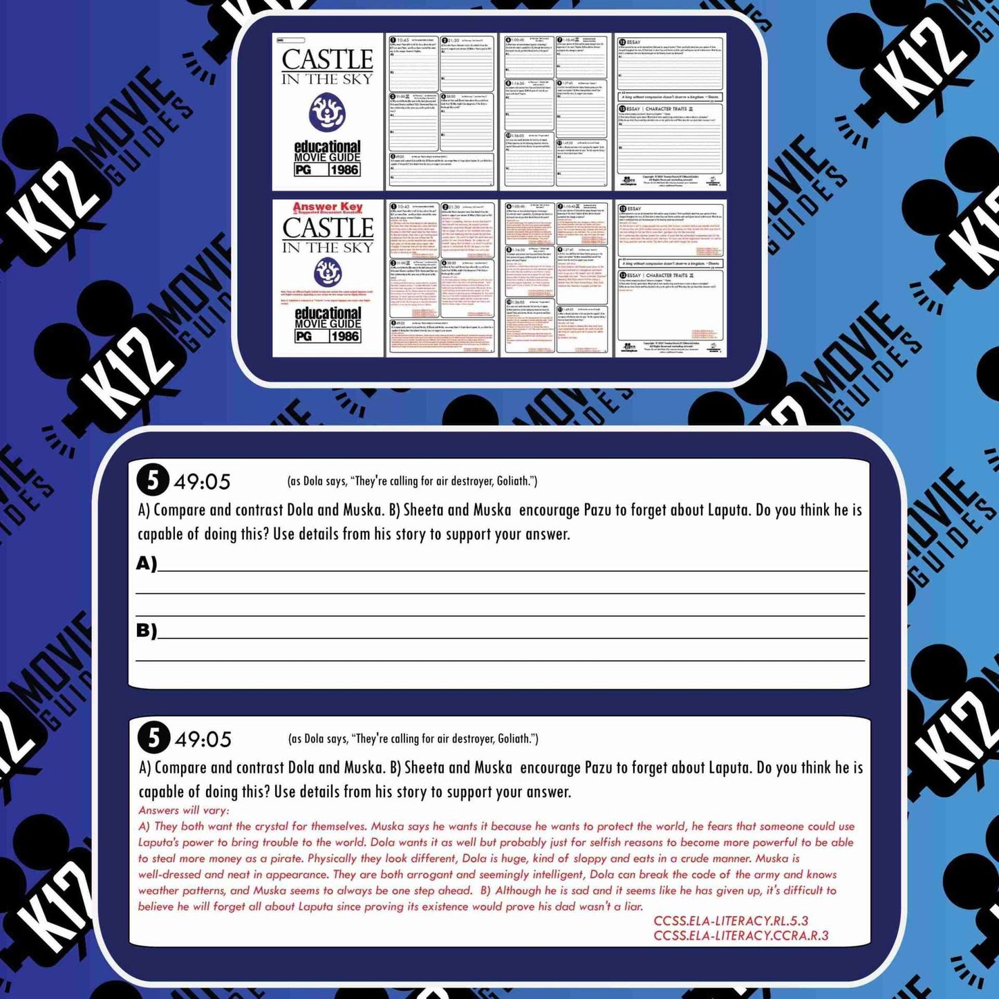Castle in the Sky Movie Guide | Worksheet | Google Slides (PG - 1986) Sample