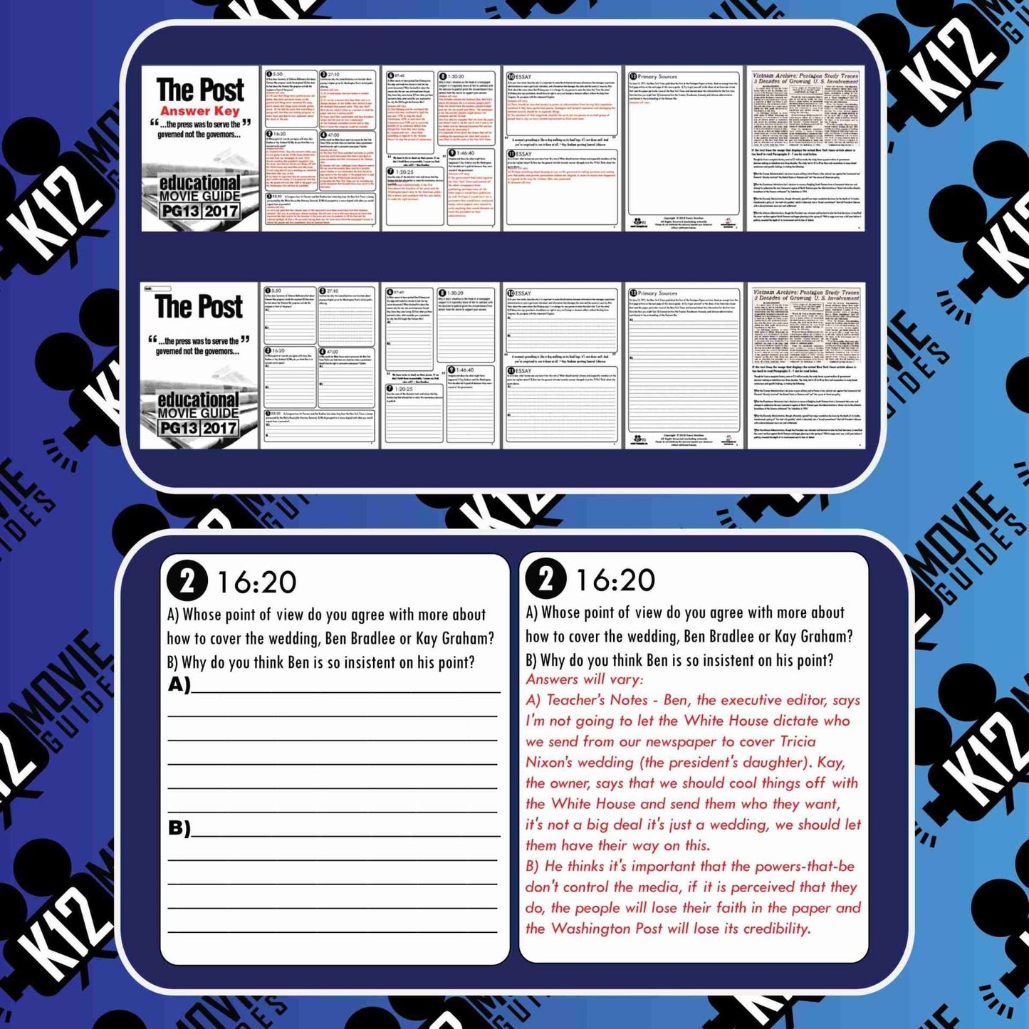The Post Movie Guide | Questions | Worksheet (PG13 - 2017) Sample