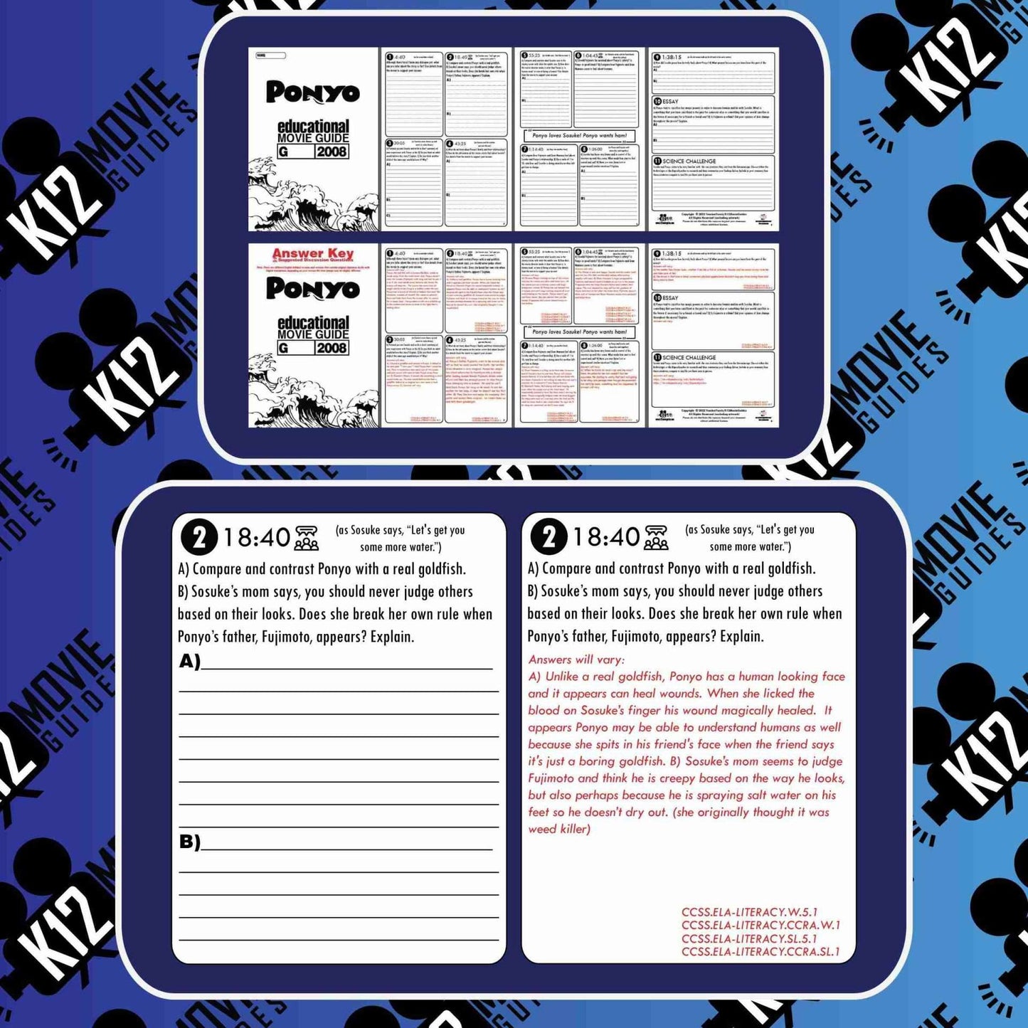 Ponyo Movie Guide | Worksheet | Questions | Google Slides (G - 2008) Sample