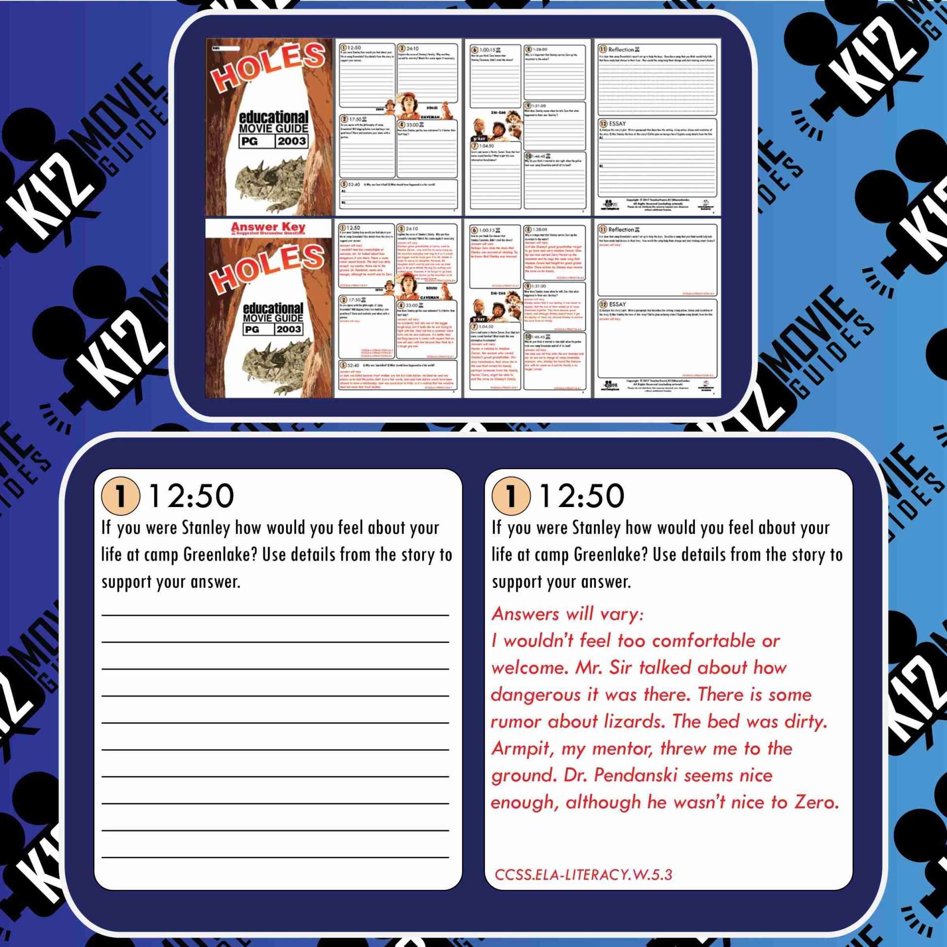 Holes Movie Guide | Questions | Worksheet (PG - 2003) Free Sample