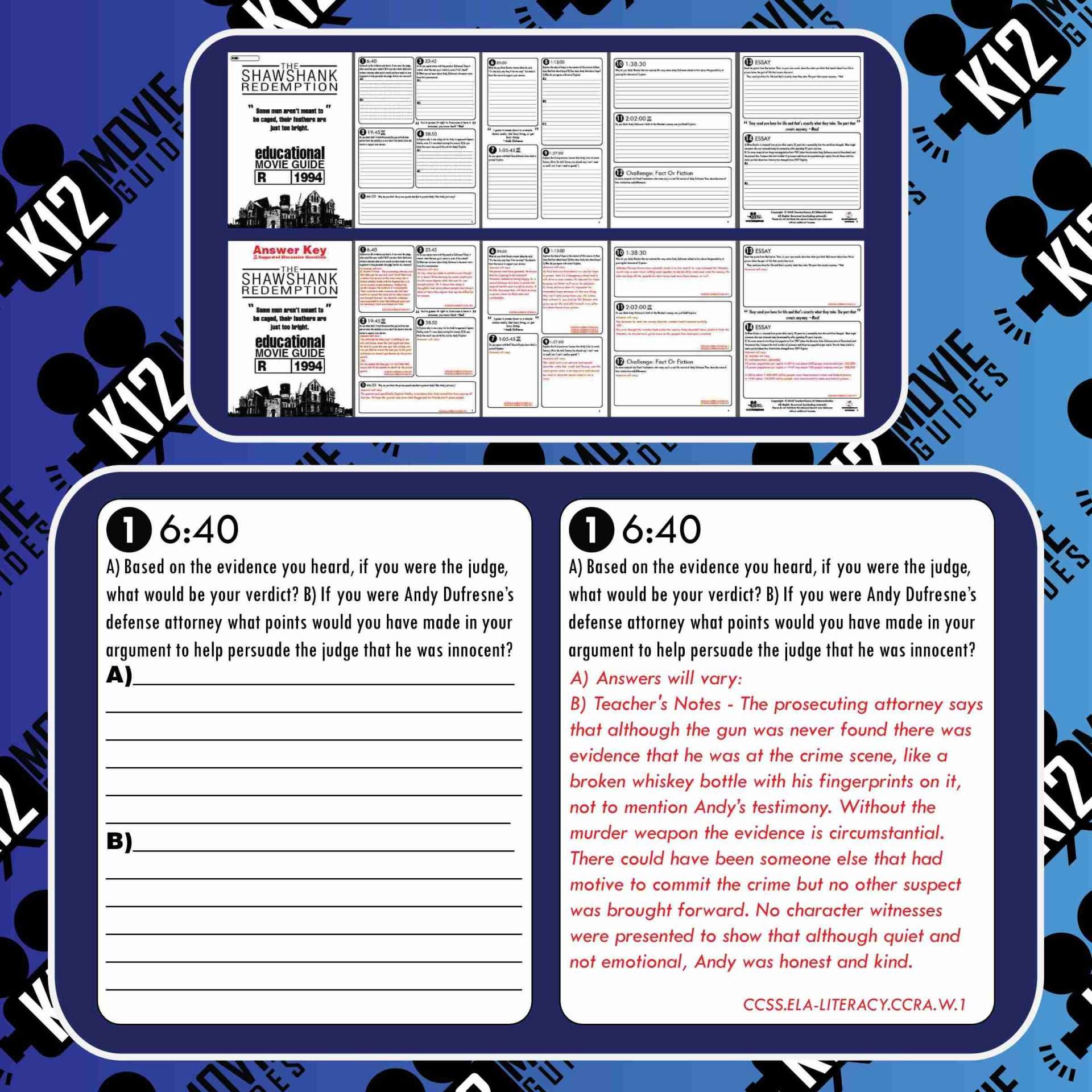 The Shawshank Redemption Movie Guide | Questions | Worksheet (R - 1994) Sample